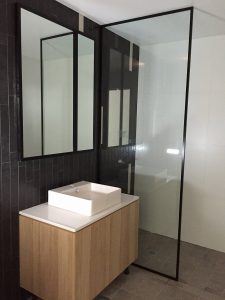 Frosted Black Frame Shower Screen